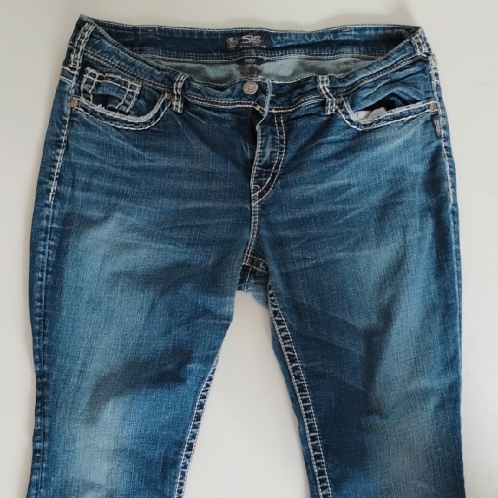 Silver Suki Mid Straight Jeans Blue Denim